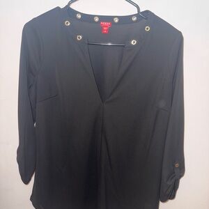Guess Black Blouse with Grommet Accents